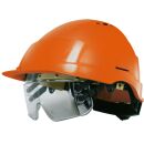 AUBOUEIX Schutzhelm IRIS2 Orange mit Brille und 4-Punkt Kinnriemen