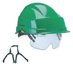 AUBOUEIX Schutzhelm IRIS2 Grün mit Brille und 4-Punkt Kinnriemen
