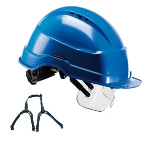 AUBOUEIX Schutzhelm IRIS2 Blau mit Brille und 4-Punkt Kinnriemen