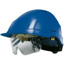 AUBOUEIX Schutzhelm IRIS2 Blau mit Brille und 4-Punkt Kinnriemen