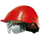 AUBOUEIX Schutzhelm IRIS2 Rot mit Brille und 4-Punkt Kinnriemen