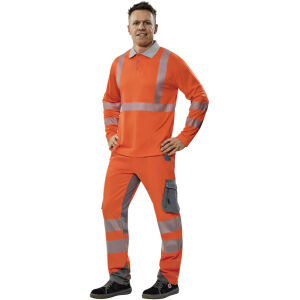PLANAM NORIT Warnschutz-Polo-Shirt langarm Orange/Zink