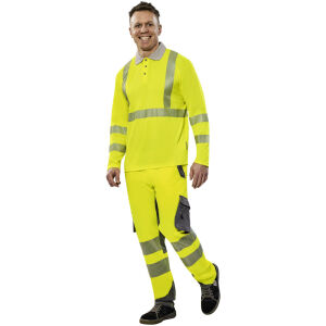 PLANAM NORIT Warnschutz-Polo-Shirt langarm Gelb/Zink
