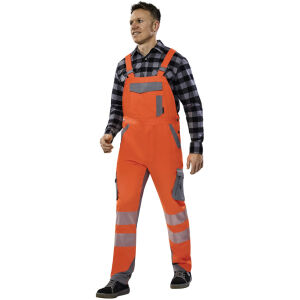 PLANAM NORIT Herren Warnschutz-Latzhose Orange/Zink