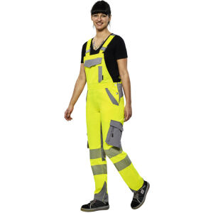 PLANAM NORIT Damen Warnschutz-Latzhose Gelb/Zink