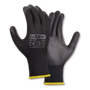 teXXor® POLYURETHAN BESCHICHTET Strickhandschuhe Schwarz 8