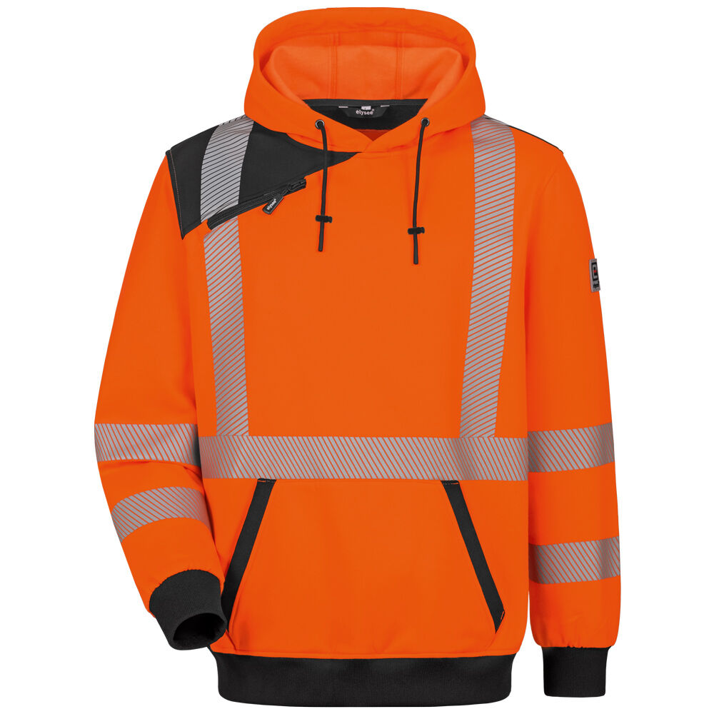 4PROTECT Warnschutz-Hoodie PORTLAND – Leuchtorange/grau, Atmungsaktiv, Unisex