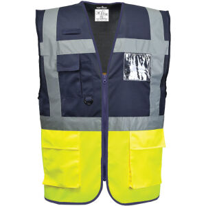 PORTWEST Paris Hi-Vis Kontrast Exekutiv Weste Gelb/Marine