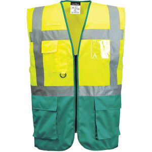 PORTWEST Warschau Hi-Vis Kontrast Exekutiv Weste Gelb/Grün