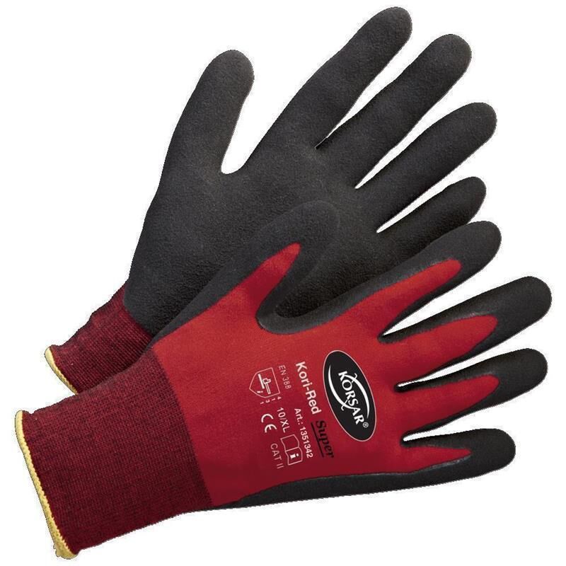 KORSAR® Kori-Red, Feinstrickhandschuh mit gesandetem Nitrilschaum, te, 2,98