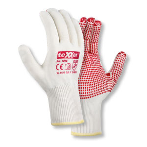 teXXor Strickhandschuhe Montage-Handschuhe Weiß/Rot
