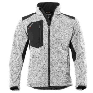 PROTECTANO Strickfleecejacke Weiß-Melliert XL
