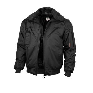 QUALITEX Pilotenjacke mit Kapuze 4 in 1 Schwarz Gr. S